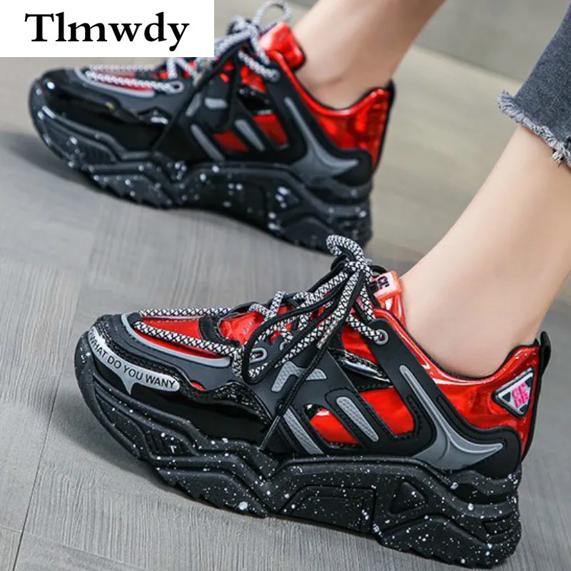 

2021 New Woman Platform Sneaker Platform Comfortable Spring Fashion Plus Size Woman Casual Lace-up Mixed Color Vulcanized Shoes