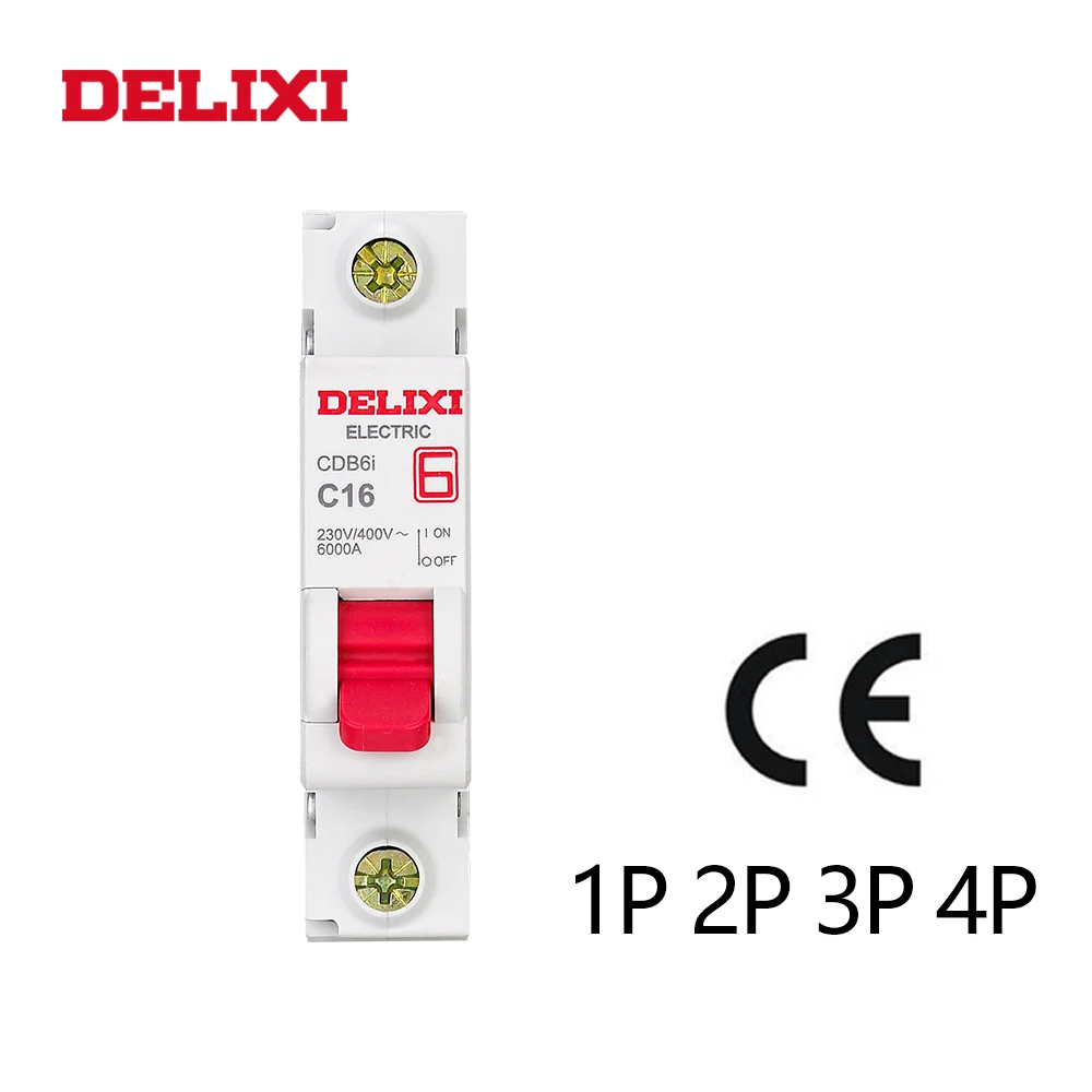 DELIXI CDB6i 1P Мини автомат защити цепи 230/400V AC 1A 2A 3A 6A 10A 16A 20A 25A 32A 40A 50A 63A 50 Гц/60 Гц кривая C MCB