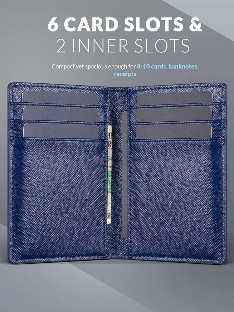 Тонкий двухскладной кошелек с отделением для кредитных карт и RFID-блокировкой