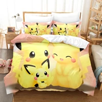 pokemon animation peripheral pikachu elf printing three piece suit anime bed sheet set childrens three piece duvet cover