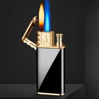 creative double fire switch gas lighter metal mini jet torch turbo lighter smoking accessories cigarette lighter gadget for men