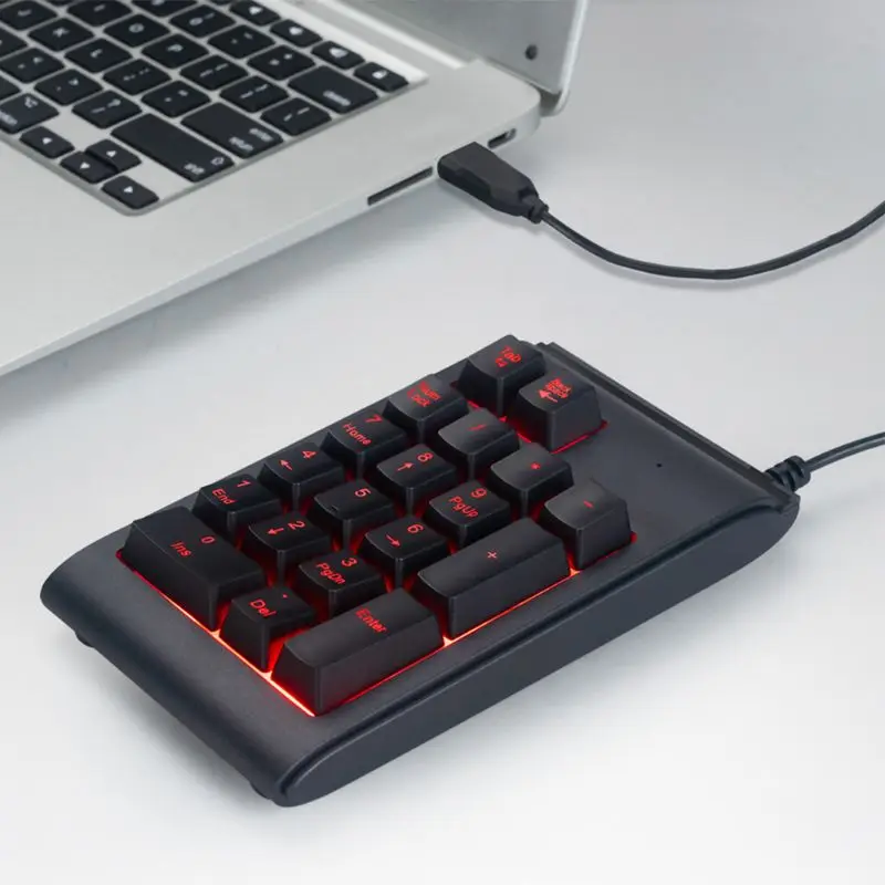Three Colors RGB Backlit USB Wired Keyboard Waterproof Number Pad Numeric Keypad Mini Numpad Multi-functional Digital Keys