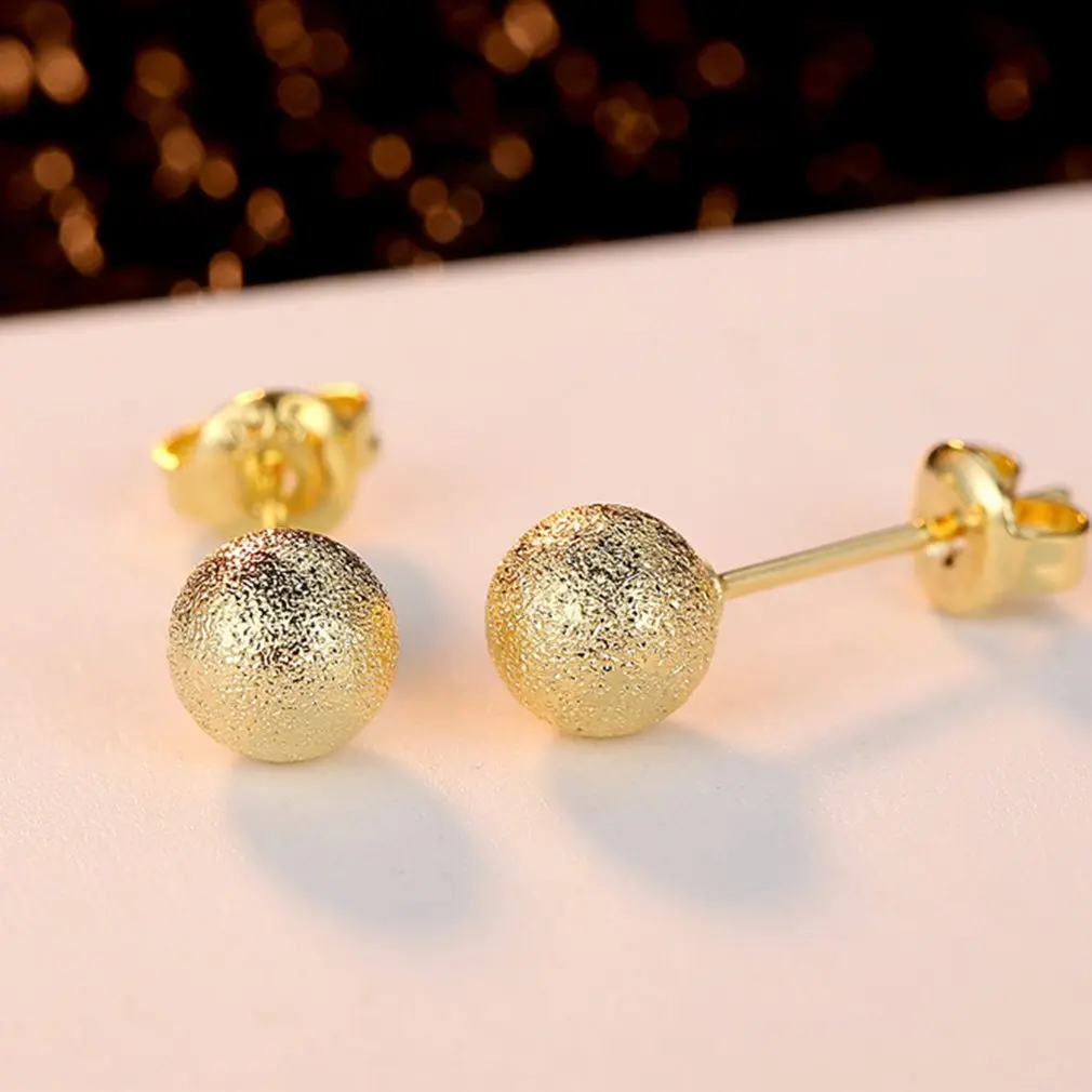 18k Real Gold Plating Sand Face Ball Earrings Fashion Hot Sale Wholesale | Украшения и аксессуары