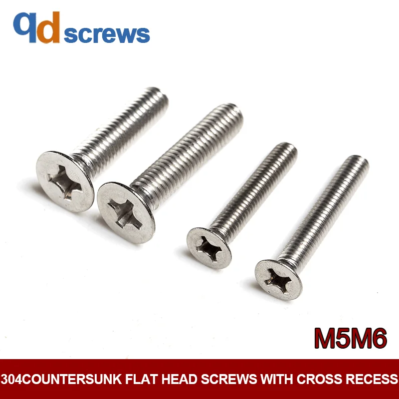 

304 M5M6 stainless steel Countersunk flat head screws with cross recess Phillips flat head screw GB819 DIN965 ISO 7046