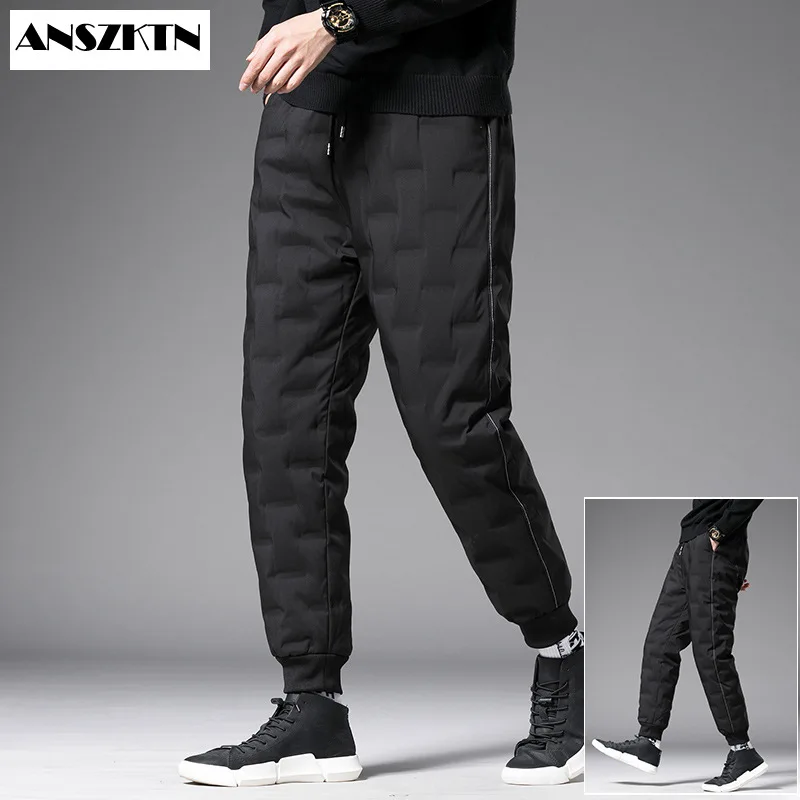 

ANSZKTN new arrival Middle-aged and old men's down pants dad winter wear warm kneepad and velvet padded cotton pants men's pants