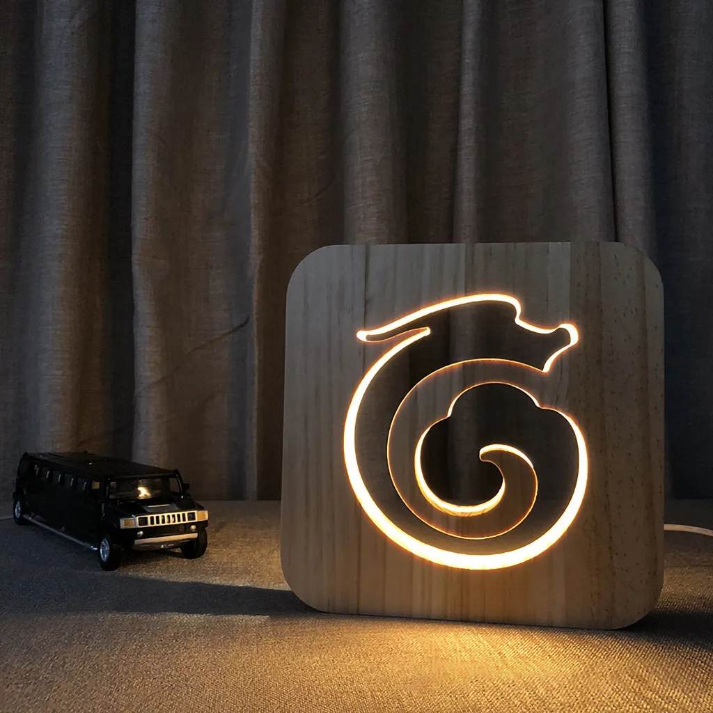 Деревянный светодиодный Ночной светильник с анималистической собачкой лапой