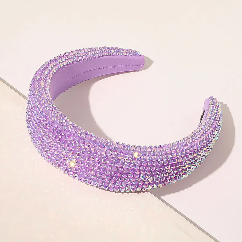 

Luxury Shiny Full Crystal Head Hoop Wide-Brimmed Headband Women Rhinestone Headband Sponge Point Diamond Hair Accessories Turban