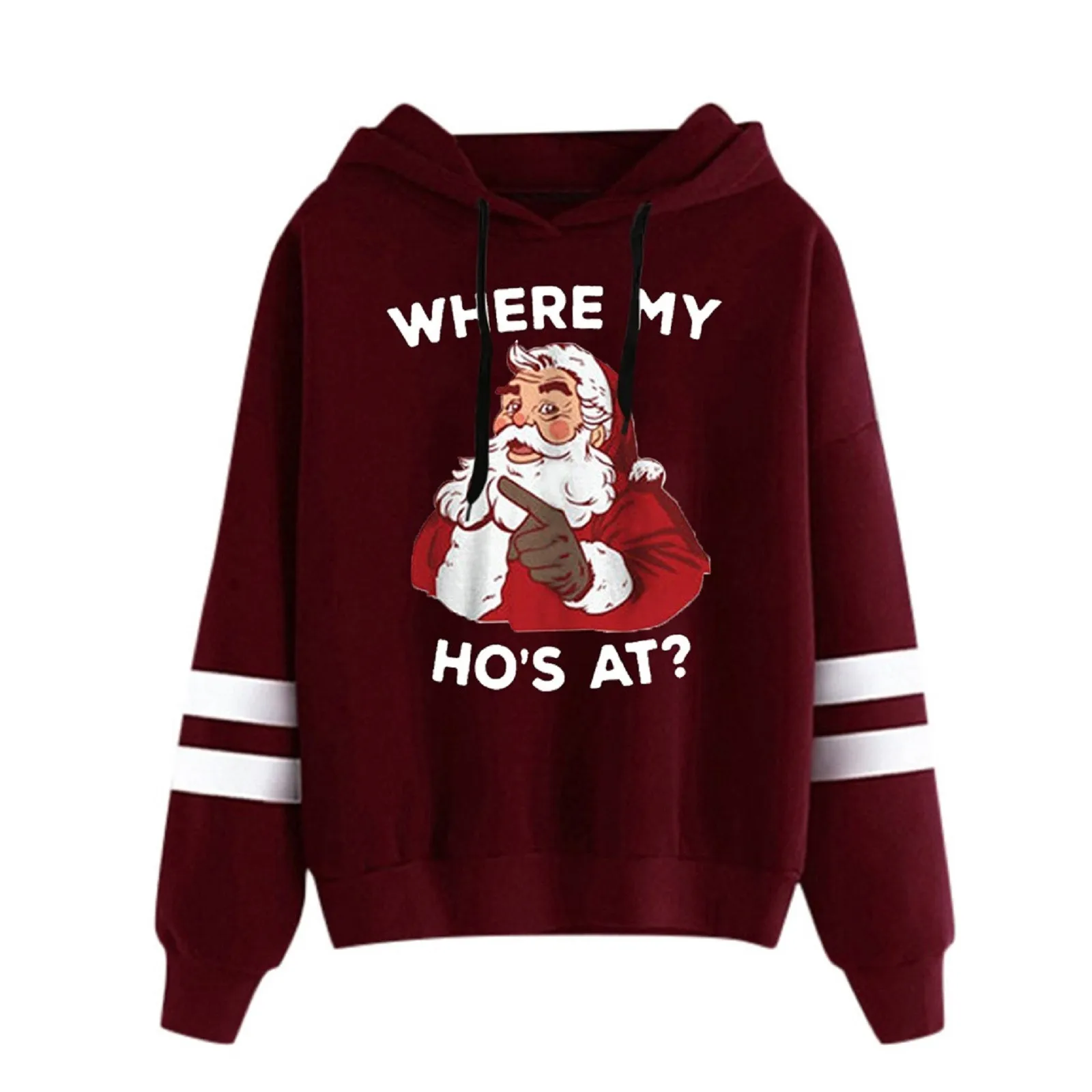 Women Long Sleeve Hooded Sweatshirt Christmas Print Drawstring Hoodies Pullover Tops Casual Loose Oversized Sweatshirts Fashion