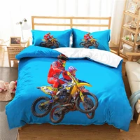 boys bedding set home textiles 3d motorcycle competition printed bed clothes with pillowcase single king size bed linens