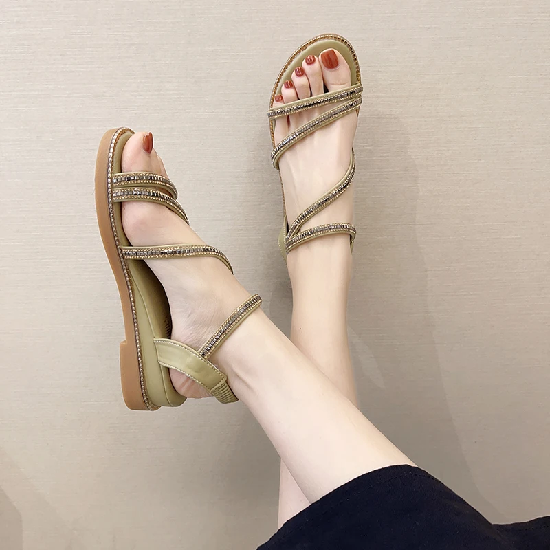 

Flat Sandal Shoe Summer Heels Soft 2021 Women's Suit Female Beige Without Girls New Clear Fashion Comfort Beach Low Black Back S
