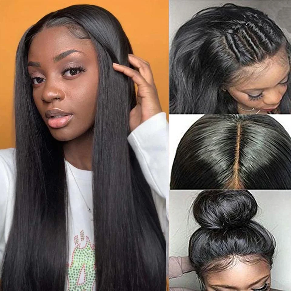 

4x4 32 Inch Straight Lace Front Human Hair Wigs 13X4 Lace Frontal Wig Malaysian Straight Lace Closure Wig For Black Women