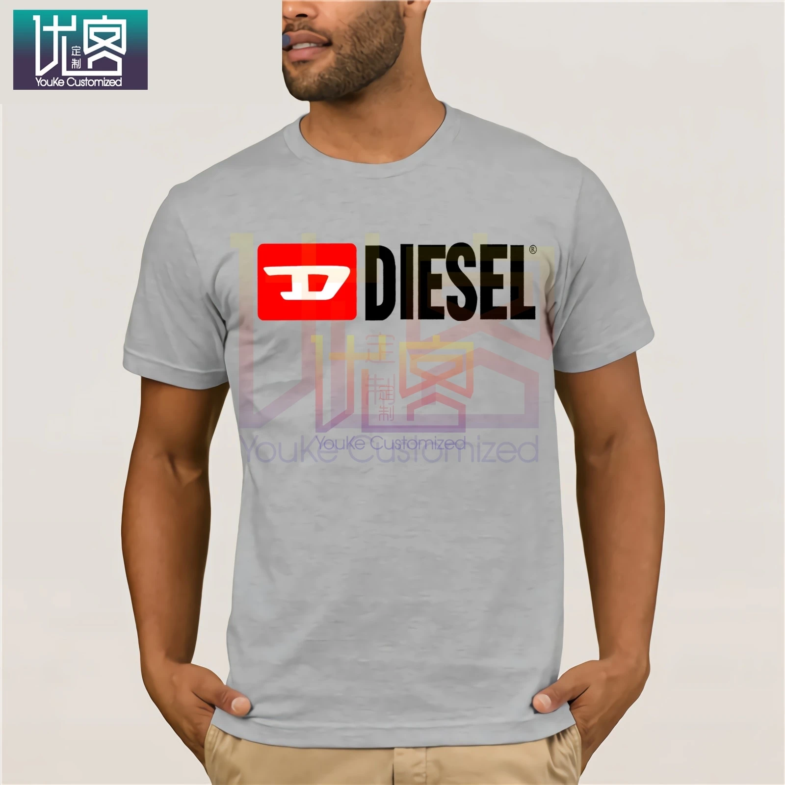 Фото Футболка DIESEL мужская с коротким рукавом модная простая тенниска|Мужские