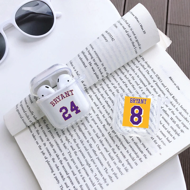 Чехол Kobe Bryant для Airpods 2 1 мягкий силиконовый прозрачный чехол черный наушников Mamba