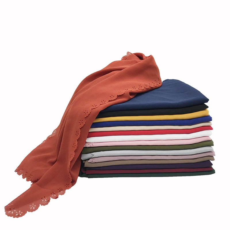 

Мусульманский шарф женский простой шифоновый шарф-хиджаб длинные шали и обертывания головной платок Мягкий длинный кружевной Жоржет Шарфы...