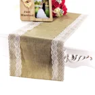 1 шт., простая льняная настольная дорожка из мешковины, двухсторонний Кружевной декор для стола, свадебные украшения, праздничные Чехлы для стола