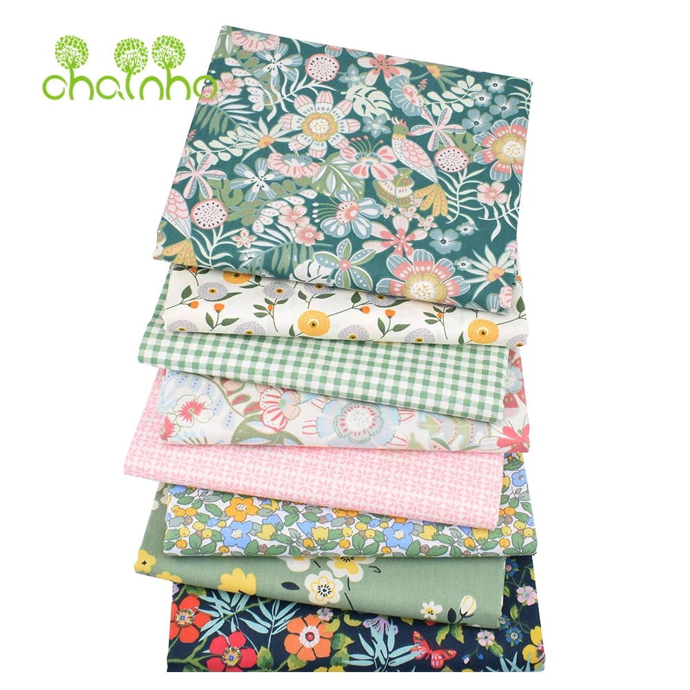 

8pcs/Lot,Printed Twill Cotton Fabric,40x50cm,Patchwork Cloth For DIY Quilting Sewing Baby &Children's Material,Green Summer Time