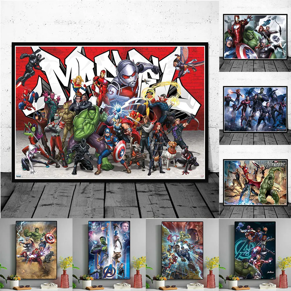 

Marvel Avengers Super Heroes Comics Posters Prints HD Wall Art Canvas Painting For Modern Bedroom Living Room Decoration Gifts