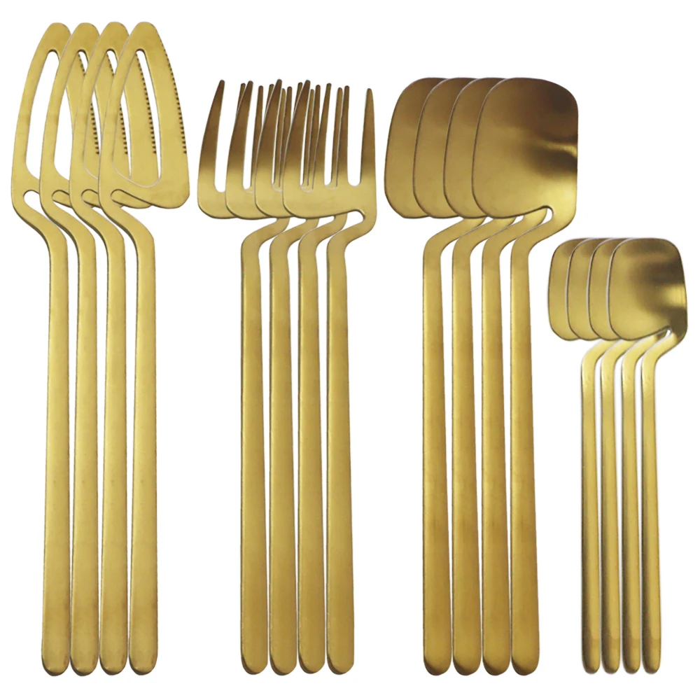 16 шт./компл. набор золотых столовых приборов из нержавеющей стали нож вилка
