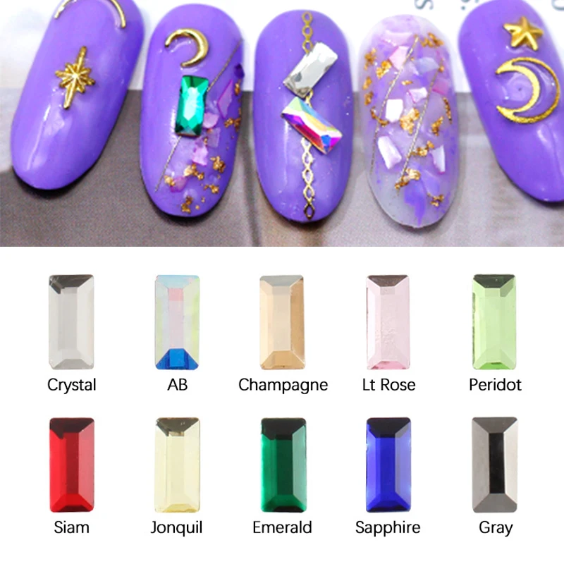 

30Pcs/pack White AB Nail Rhinestones Strip Crystal Glitter Nail Stones DIY 3d Design Nail Art Decorations