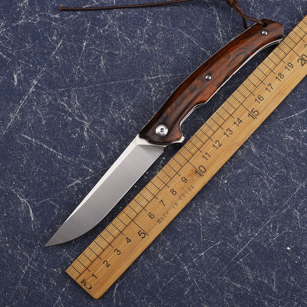 

Стальное лезвие M390 высокой твердости, металлическая деревянная ручка для отдыха на природе, охоты, самообороны, выживания, складной нож для ...