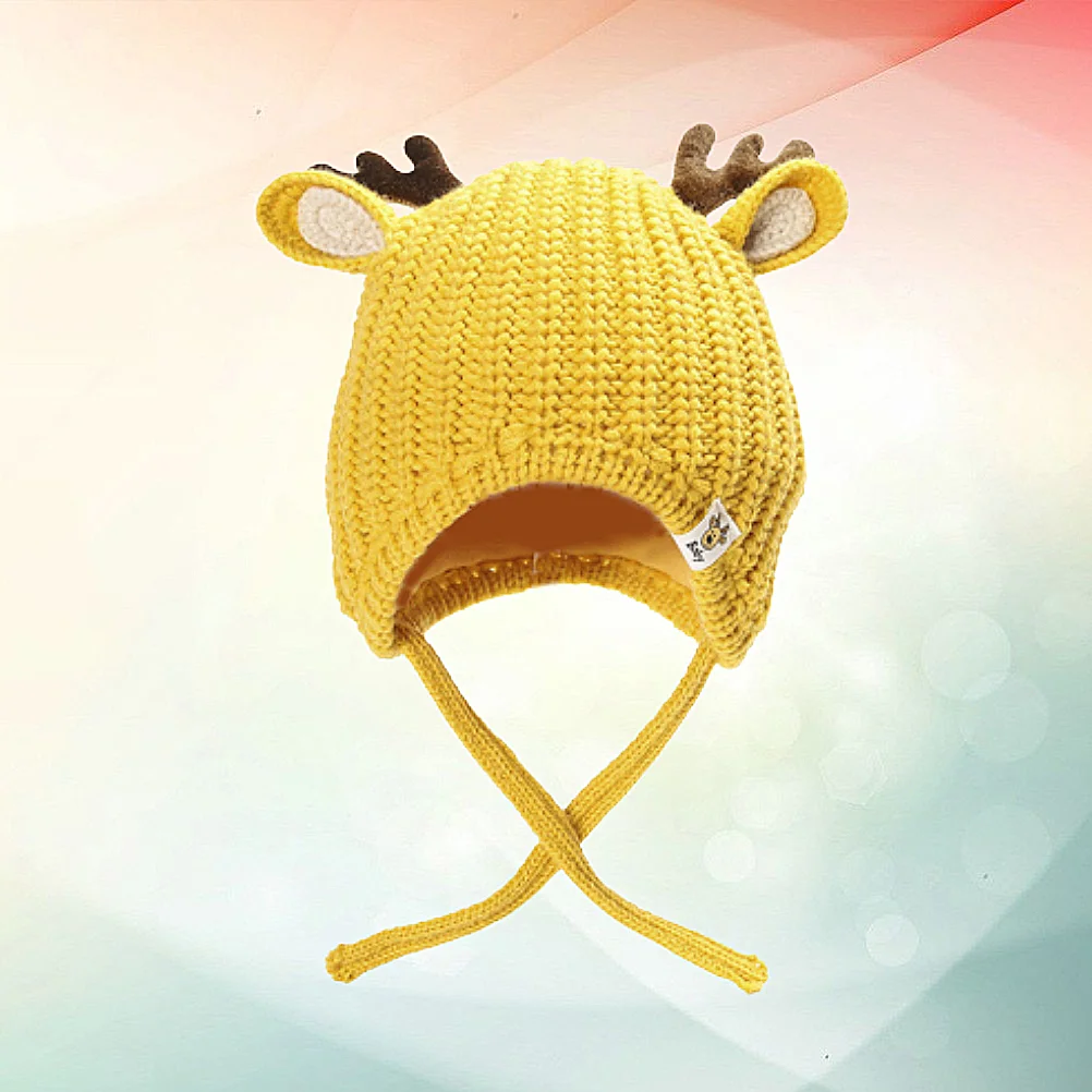 

Children Adorable Antler Hat Winter Warm Christmas Woolen Caps Knitted Headgear for Kids (Red 1-5 Years Old)