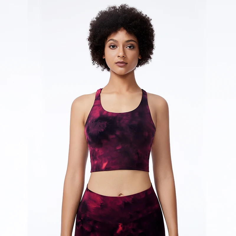Women Yoga Bra Push UP Fitness Sport Crop Top leopard Nylon Tie Dyed Sport Bras Vest Sportswear Gym Running Tracksuit Lingerie