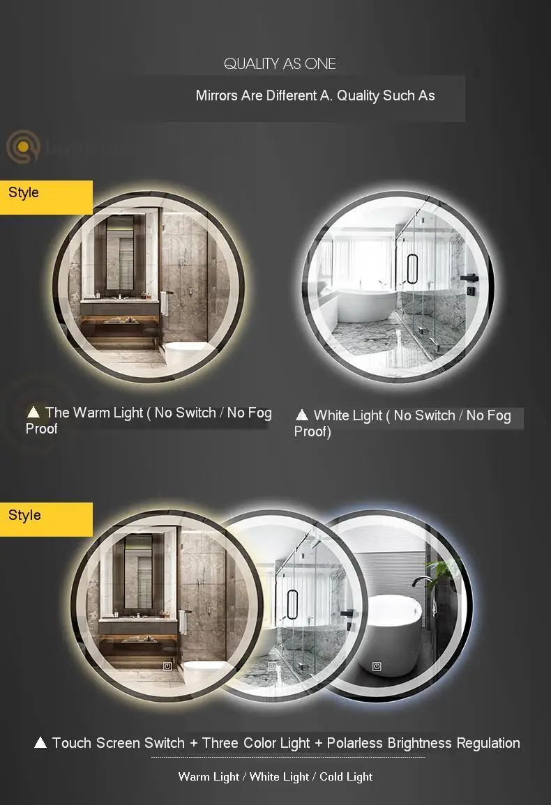 Smart Mirror Touch Screen Led Luminescent Lamp Antifogging Bathroom Mirror Washroom Mirror Wall Hangs Round Mirror Wall