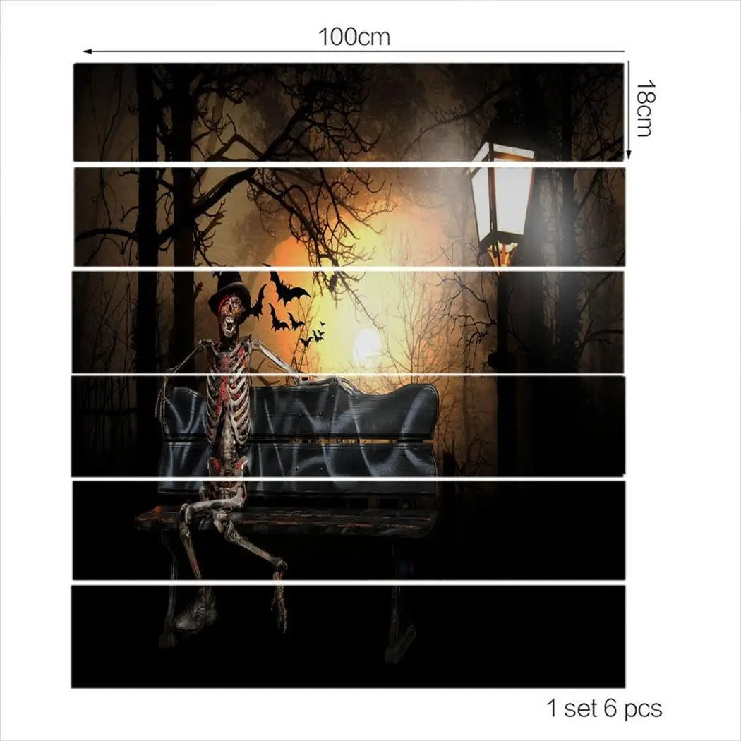 6Pcs Home Self-Adhesive PVC Wallpaper Dcor Halloween 1-19 Decoration Living Room Staircase Stickers | Дом и сад