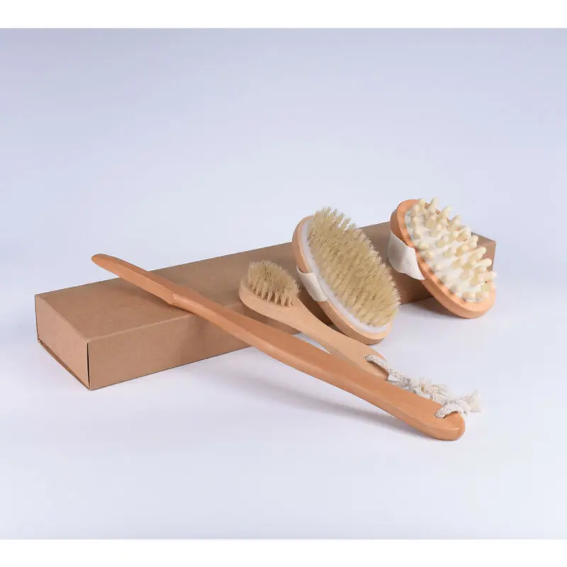 Новая Профессиональная щетка для сухой кожи массажер с натуральной щетиной спа