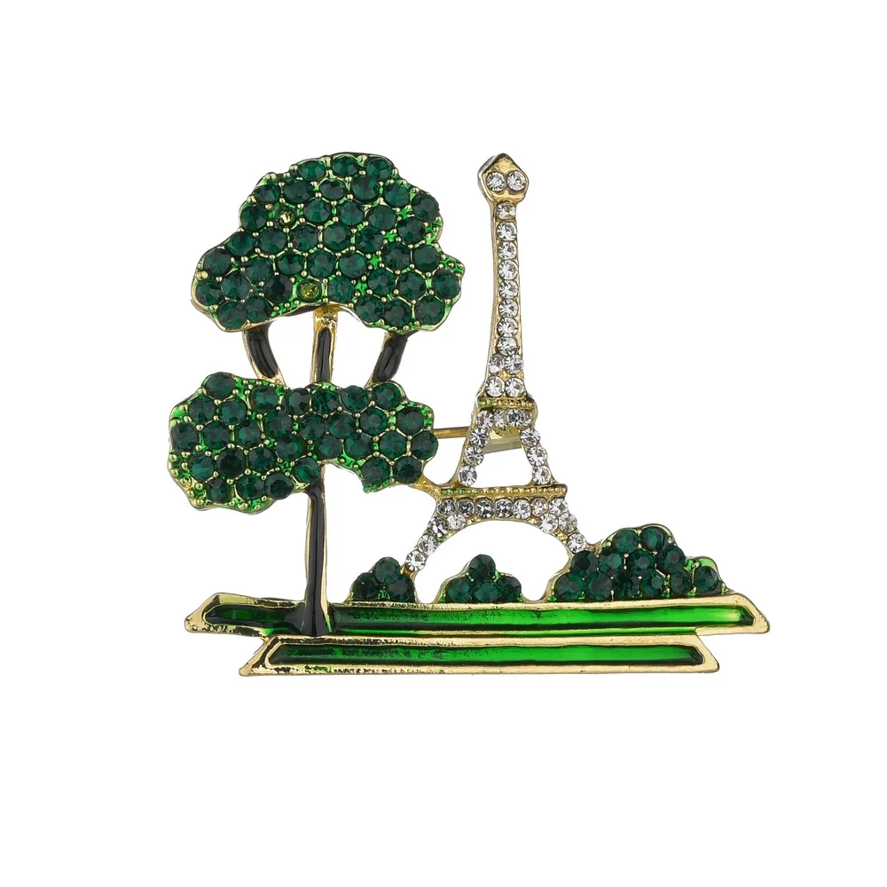 Terreau Kathy Новое поступление стразы дерево и Эйфелева башня брошь унисекс для