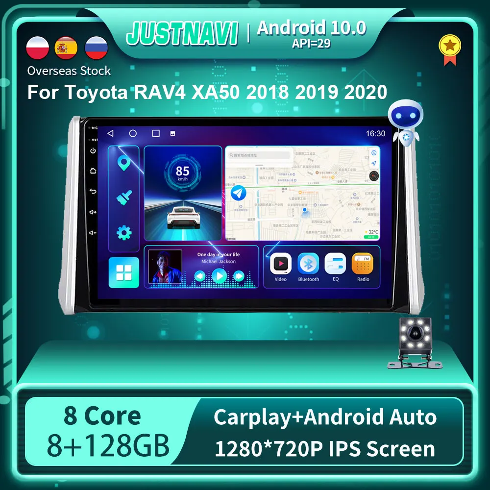 1280*720P Android 10.0 GPS Car Radio For Toyota RAV4 XA50 2018 2019 Multimedia Video Player DSP Carplay 8G 128G IPS No 2 din DVD
