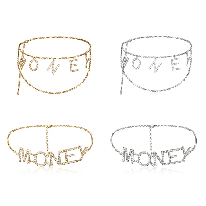 Женская винтажная цепочка на талию RE многоярусная металлическая стразы с