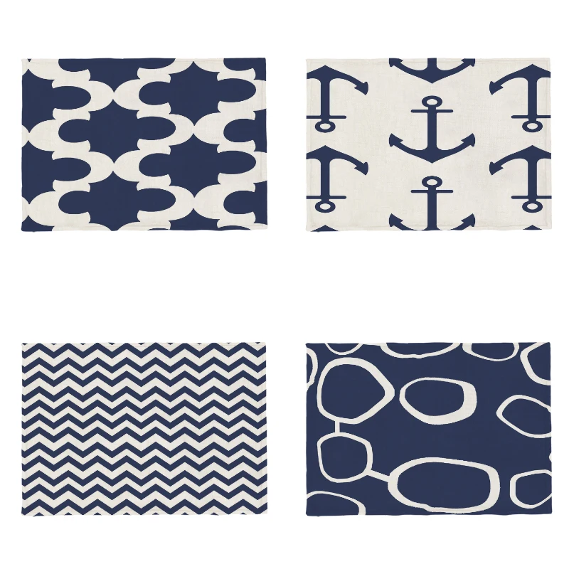 Персонализированные современные скатерти синий якорь волнистая линия кольцо