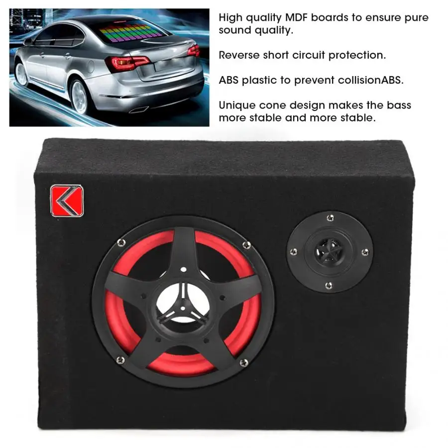 8inches Car Square Subwoofers Amplifier Speaker Active Slim Bass 12V/24V/220V CN 220V araba aksesuar automobiles | Автомобили и
