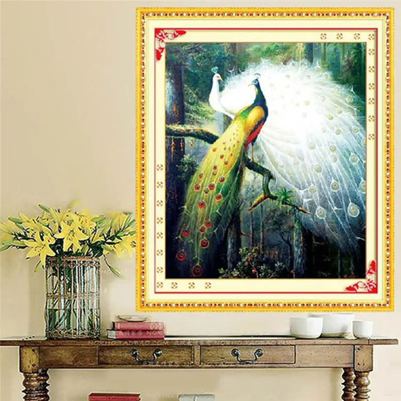 Вышивка крестиком 65*75 см полный набор для вышивки лес любовь птица павлин рисунок