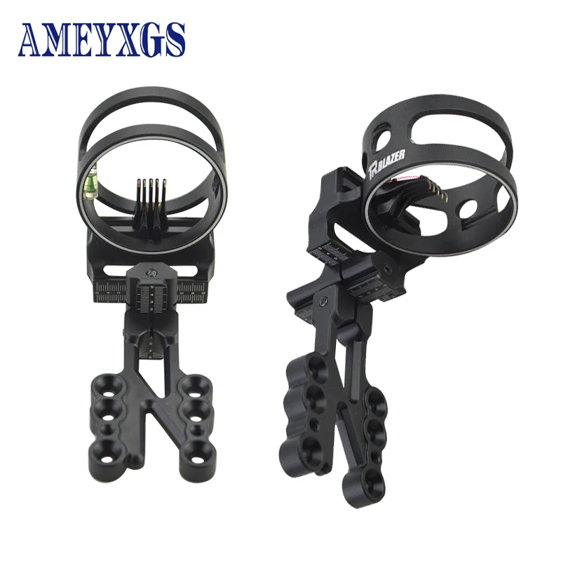 

1pc Archery Compound Bow Sight 5-Pin 0.019 Fiber Adjustable Full Metal Frame Aiming Support Outdoor Shooting Hunting Accessories