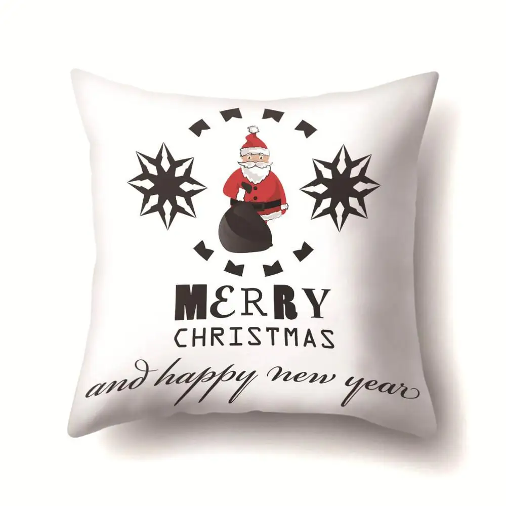 2BZ-40543-279 1Pcs Santa Pattern Christmas Cushion Cover 45*45 Decorative Throw Pillow Xmas New Year Home Decor Polyester Pillowcase 40543 - Цвет: 2BZ-40543-279