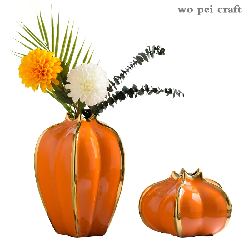 

Chinese Ceramics Vase Orange Phnom Penh Vases Star Fruit Desk Decor Flower Insert Artificial Flowers Home Decoration Accessories