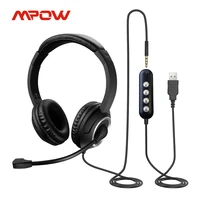 mpow u10 usb 3 5mm wired headset with noise canceling micmemory earmuff in line control headphone for office call online class