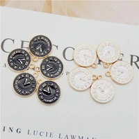 10pcs round shape clock pocket watch alloy enamel charms pendant diy earring necklace findings jewelry accessories golden base