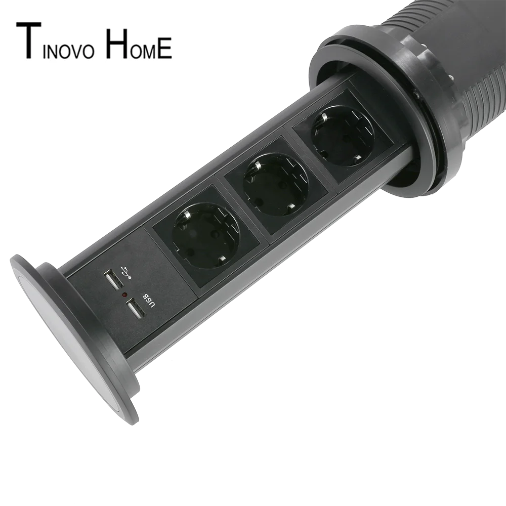 Günstig Matt Schwarz Touch Sensor Schalter Elektrische Hebe Desktop Buchse/3-digit Deutsch Standard Mit USB Lade EU Stecker Buchse