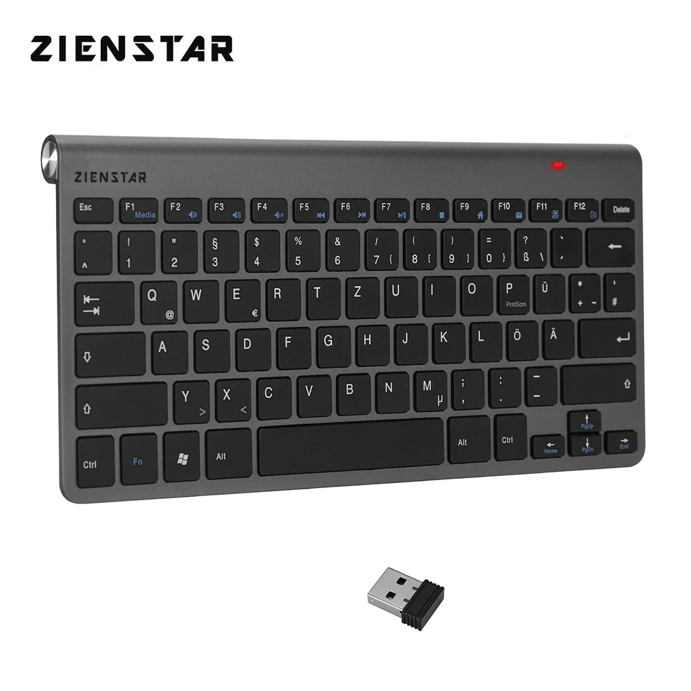 Клавиатура Zienstar QWERTZ немецкая ультратонкая беспроводная 2 4 ГГц с USB