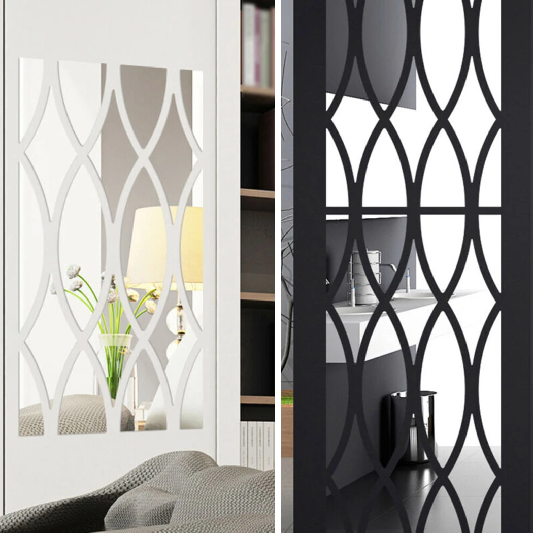 

3D Wall Sticker Mirror Acrylic Mural Wall Decals Modern DIY Home Decor