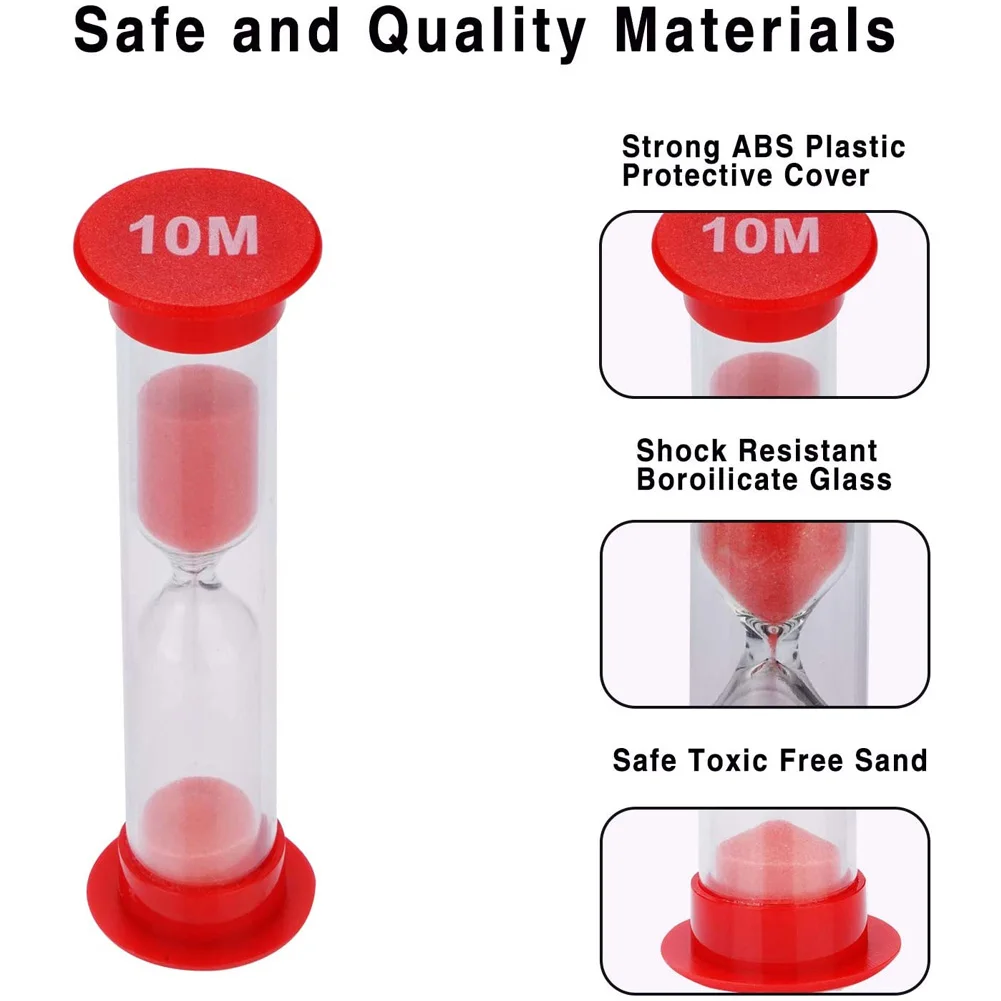 

6PCS Colorful Hourglass Sandglass Sand Clock Timers Colors Hourglass Creative 30sec 1min 2min 3mins 5mins 10mins