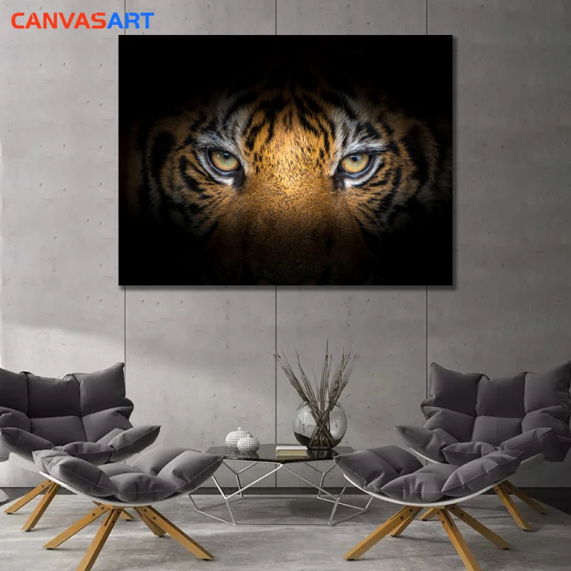 Картины на холсте: одна часть топ хищников тигровый взгляд для Гостиной Холст