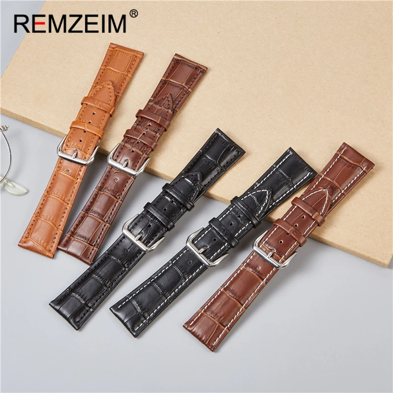 Ремешок для часов REMZEIM из телячьей кожи мягкий материал ремешок 16 мм 18 20 22 24 мужчин