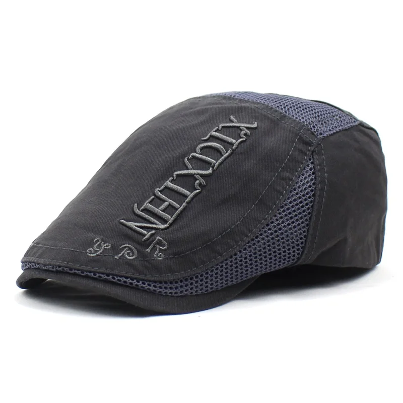 

Ditpossible Summer Mesh Breathable Hats for Men Embroidery Letters Newsboy Caps Unisex Visor Berets Sports Hat