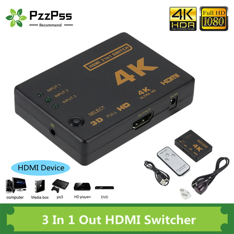 HDMI кабель PzzPss 4K 2K 3x1 HD 1080P 3 входа 1 выход|Кабели HDMI| |