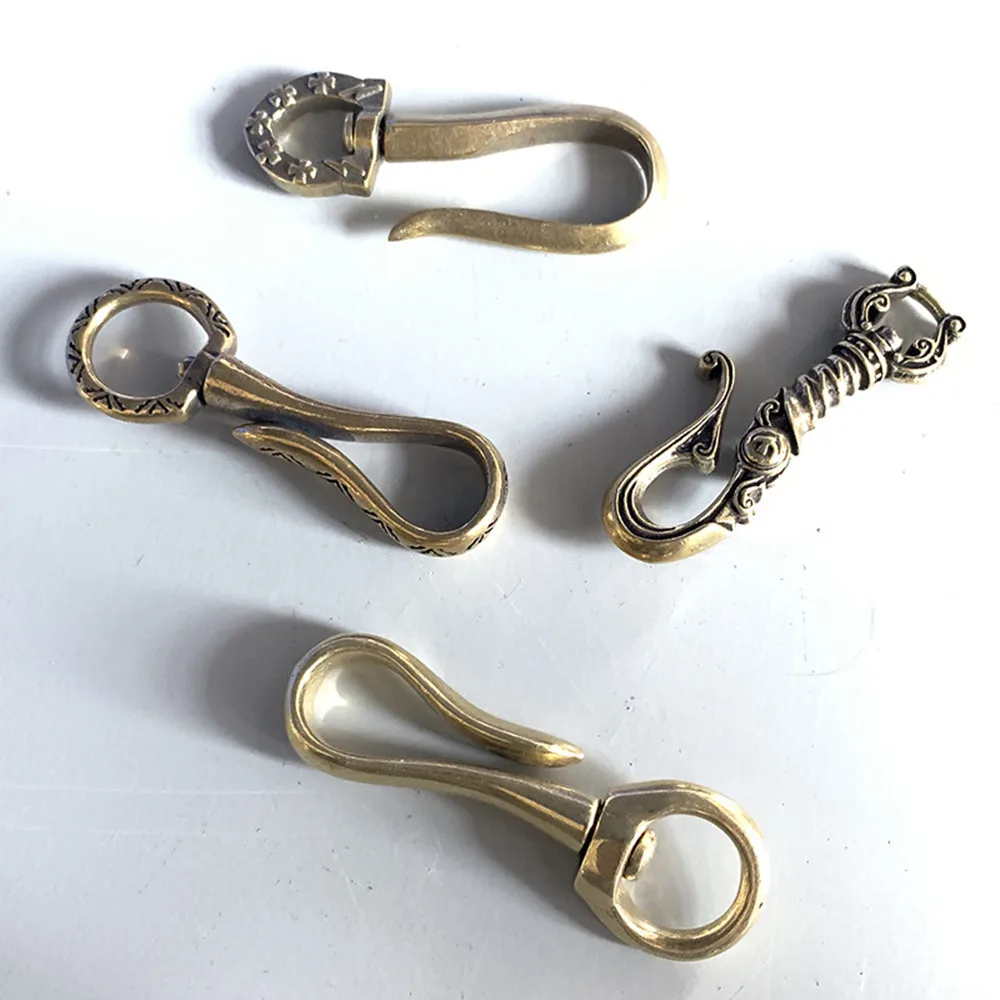 Латунный ремень с U-образным крючком Вращающийся брелок для ключей маленький