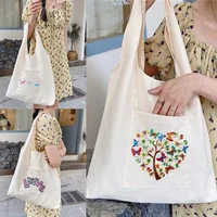 womens shopper shopping bags canvas commuter vest bag printed butterfly pattern grocery handbags eco messenger tote school bag